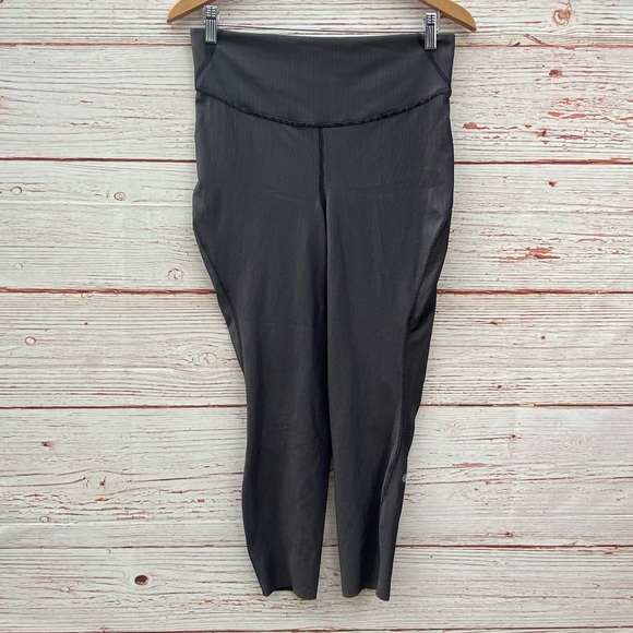 Lululemon Base Pace High-Rise Tight 25 Two-Tone Ribbed Black / Gull Grey Sz 10 - Picture 4 of 12
